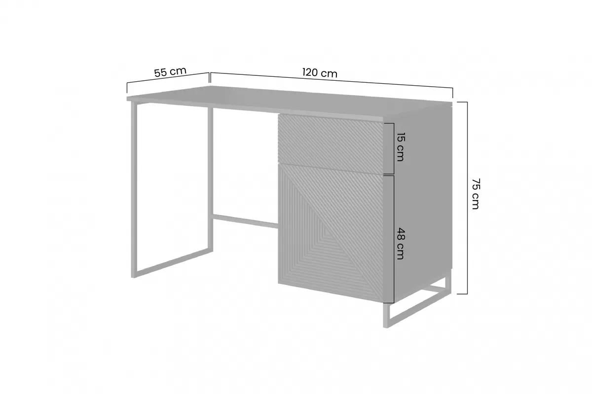 Biurko Asha z szufladą 120 cm - biały mat / czarny stelaż Biurko Asha z szufladą 120 cm - biały mat / czarny stelaż