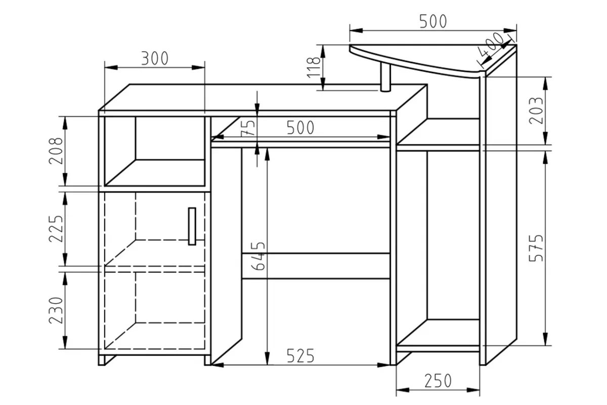 Biurko młodzieżowe BK57 z wnęką na komputer 116 cm Biurko młodzieżowe BK57 z wnęką na komputer 116 cm