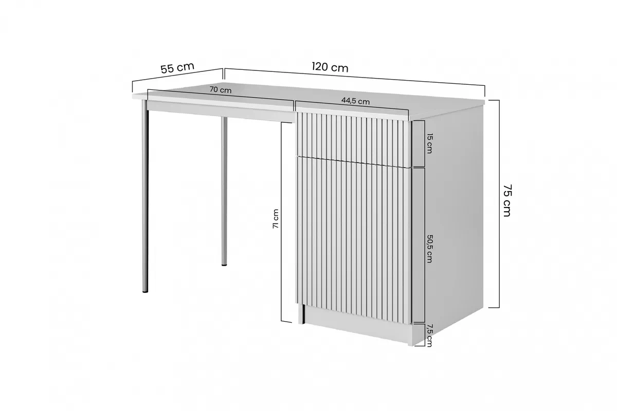 Biurko Nicole z szufladą 120 cm - biały mat / czarne nóżki Biurko Nicole z szufladą 120 cm - biały mat / czarne nóżki