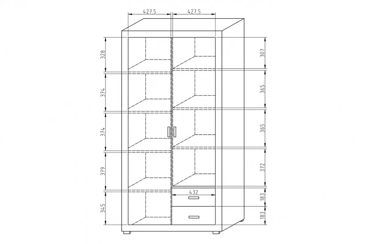 Szafa Bahama z dwiema szufladami 100 cm Dwudrzwiowa szafa Bahama z dwiema szufladami 100 cm