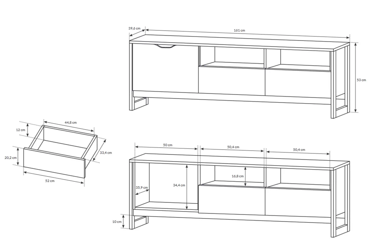 Szafka RTV Moduzo loftowa z 2 szufladami 160 cm - dąb sand grange/matera Jednodrzwiowa szafka RTV Moduzo loftowa z 2 szufladami 160 cm - dąb sand grange/matera