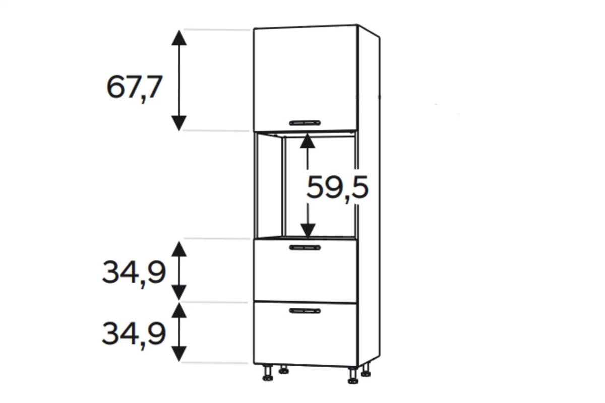 Słupek kuchenny Kammono F11 SDP60SS2/71 z szufladami do zabudowy piekarnika Słupek kuchenny Kammono F11 SDP60SS2/71 z szufladami do zabudowy piekarnika