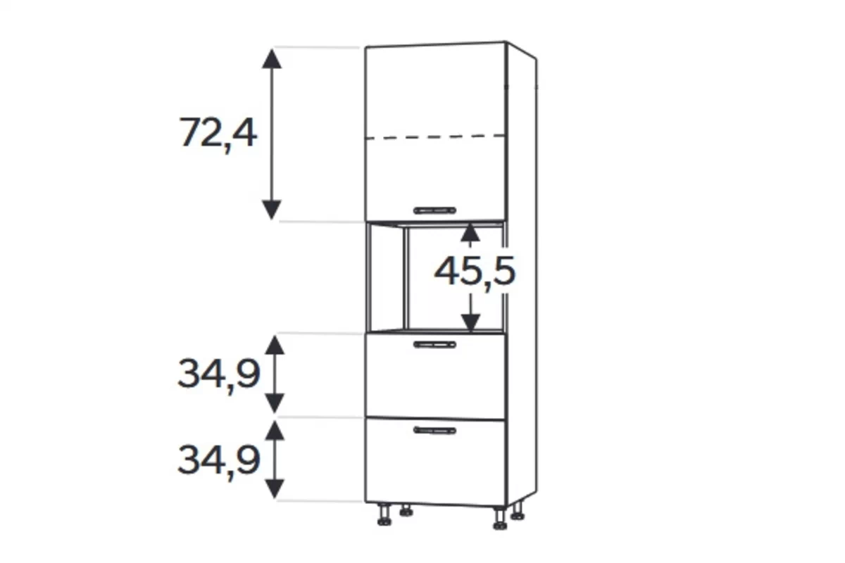 KAMMONO F11 SDPK60SS2 - słupek kuchenny z szufladami do zabudowy piekarnika kompaktowego Słupek kuchenny Kammono F11 SDPK60SS2 z szufladami do zabudowy piekarnika kompaktowego