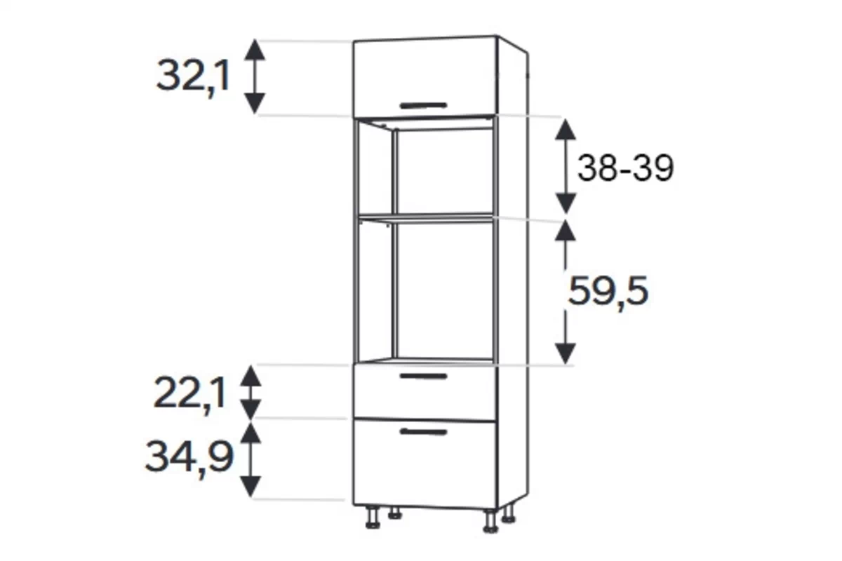 KAMMONO F11 SPM60SS2 - słupek kuchenny z szufladami do zabudowy piekarnika i mikrofalówki Słupek kuchenny Kammono F11 SPM60SS2 z szufladami do zabudowy piekarnika i mikrofalówki