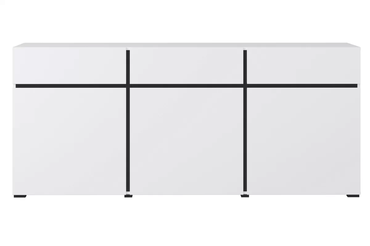 Komoda Cross 43 z szufladami 180 cm - biały / czarny Komoda Cross 43 z szufladami 180 cm - biały / czarny