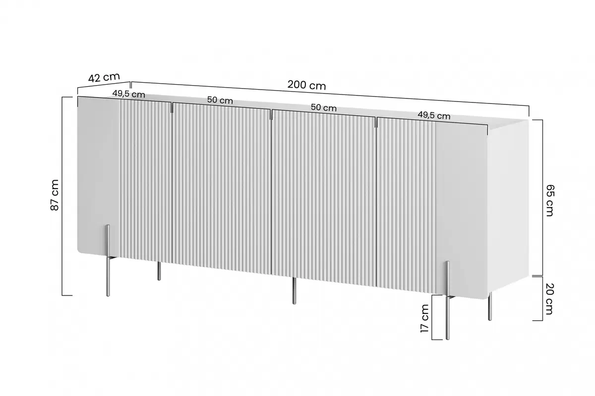 Komoda Malmi 200 cm - kaszmir / crema bianca / czarne nóżki Komoda Malmi 200 cm - kaszmir / crema bianca / czarne nóżki