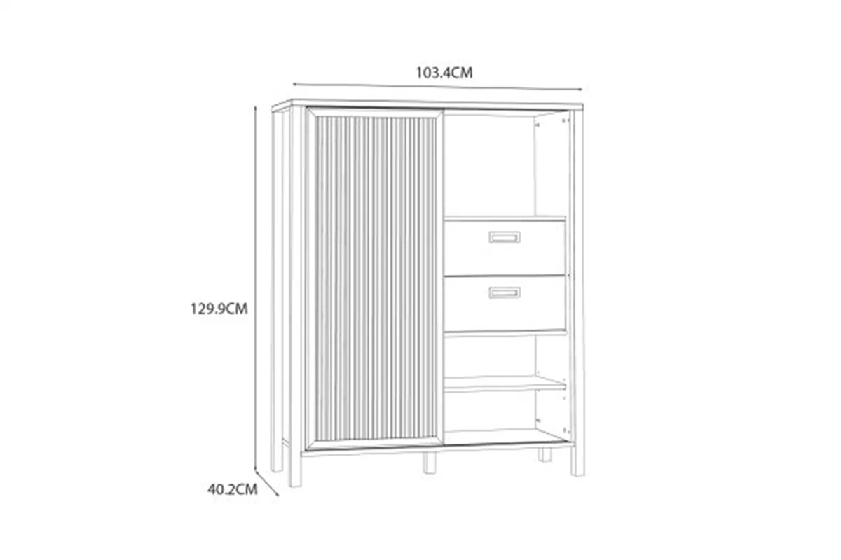 Komoda Jytana z lamelami 100 cm - dąb mauvella / czarny Komoda Jytana z lamelami 100 cm - dąb mauvella / czarny 