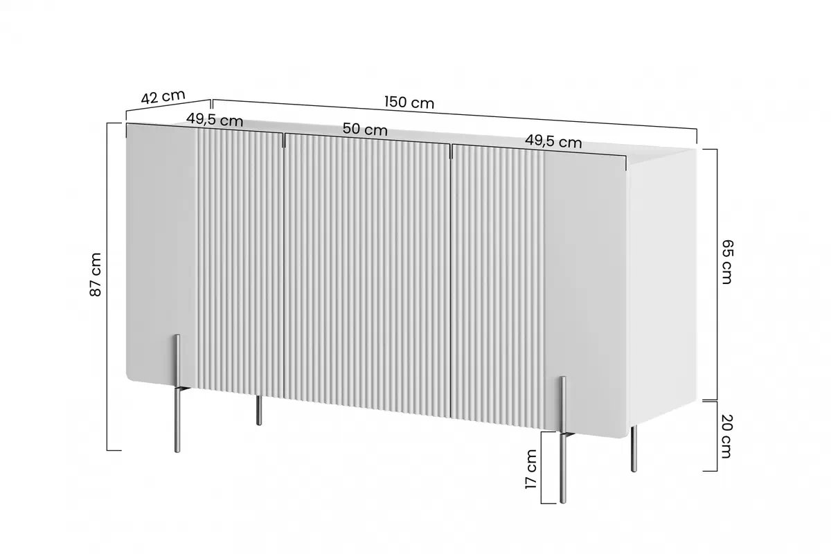 Komoda Malmi 150 cm - kaszmir / crema bianca / czarne nóżki Komoda Malmi 150 cm - kaszmir / crema bianca / czarne nóżki