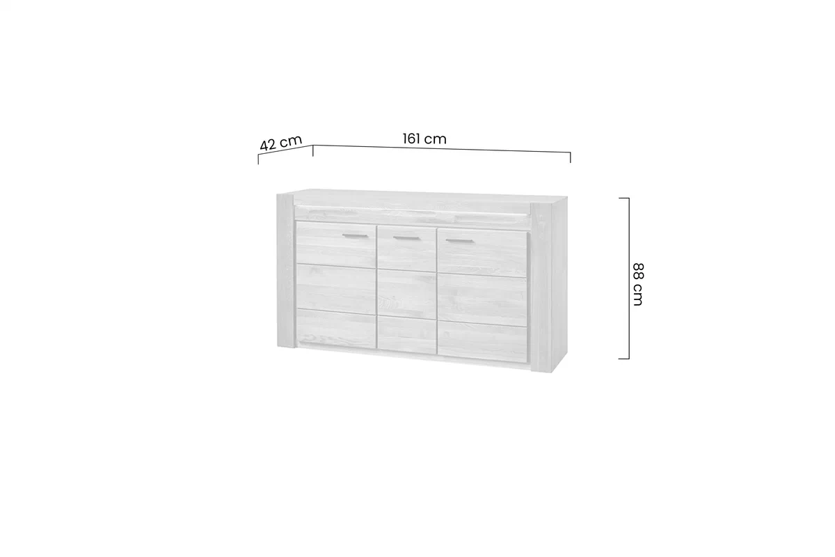 Komoda drewniana Velvet 45 trzydrzwiowa 160 cm - dąb natura Komoda drewniana Velvet 45 trzydrzwiowa 160 cm - dąb natura