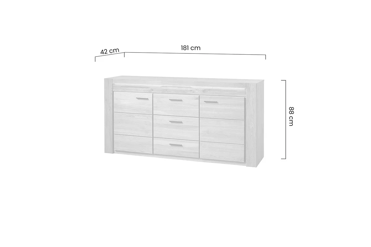 Komoda drewniana Velvet 47 z szufladami 180 cm - dąb natura Komoda drewniana Velvet 47 z szufladami 180 cm - dąb natura