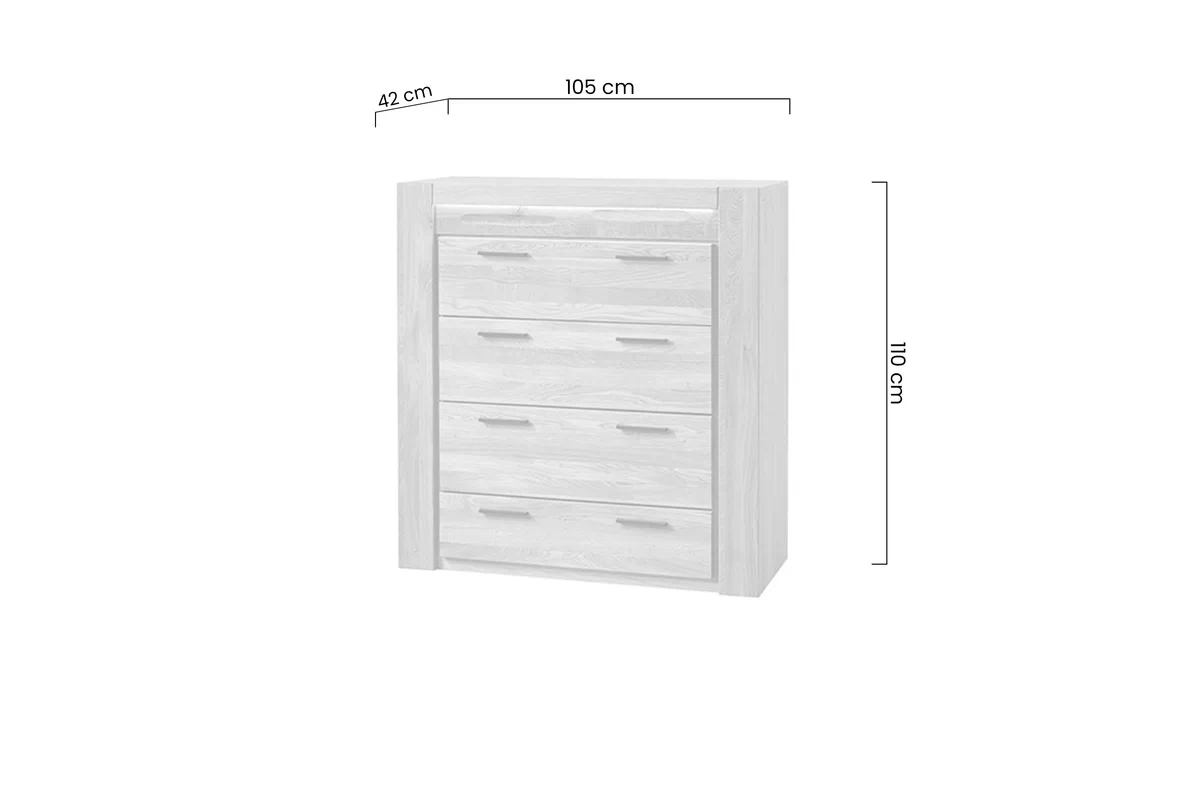 Komoda drewniana Velvet 75 z szufladami  105 cm - dąb natura Komoda drewniana Velvet 75 z szufladami  105 cm - dąb natura