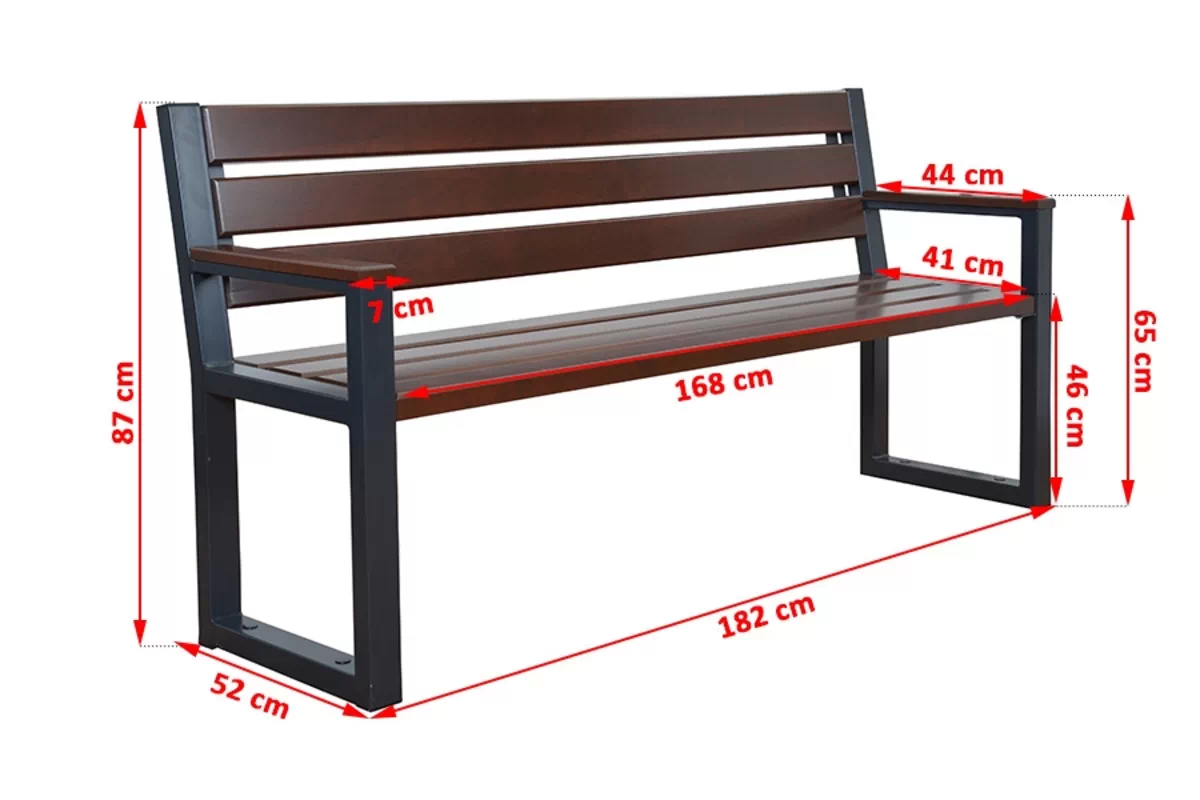 Ławka ogrodowa z oparciem i podłokietnikami 182 cm - palisander Ławka ogrodowa z oparciem i podłokietnikami 182 cm - palisander