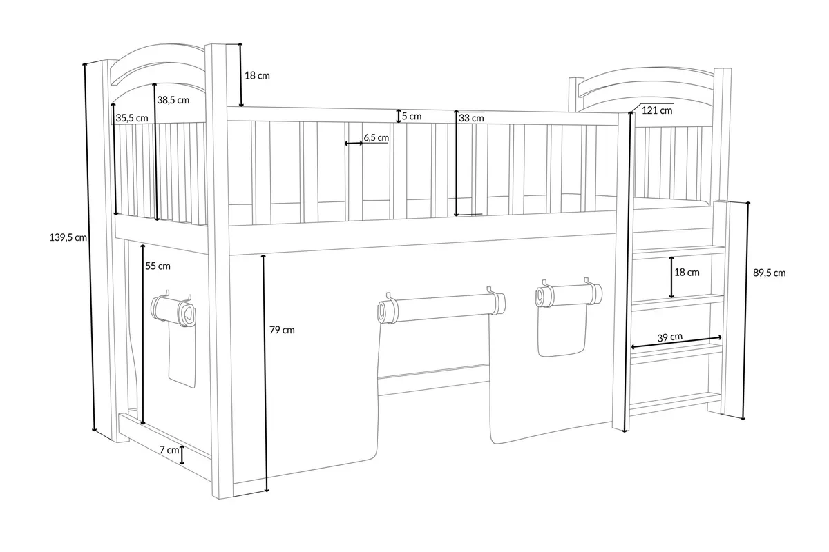Łóżko dziecięce antresola Felixio - 80x180 / brązowy Łóżko dziecięce antresola Felixio - 80x180 / brązowy