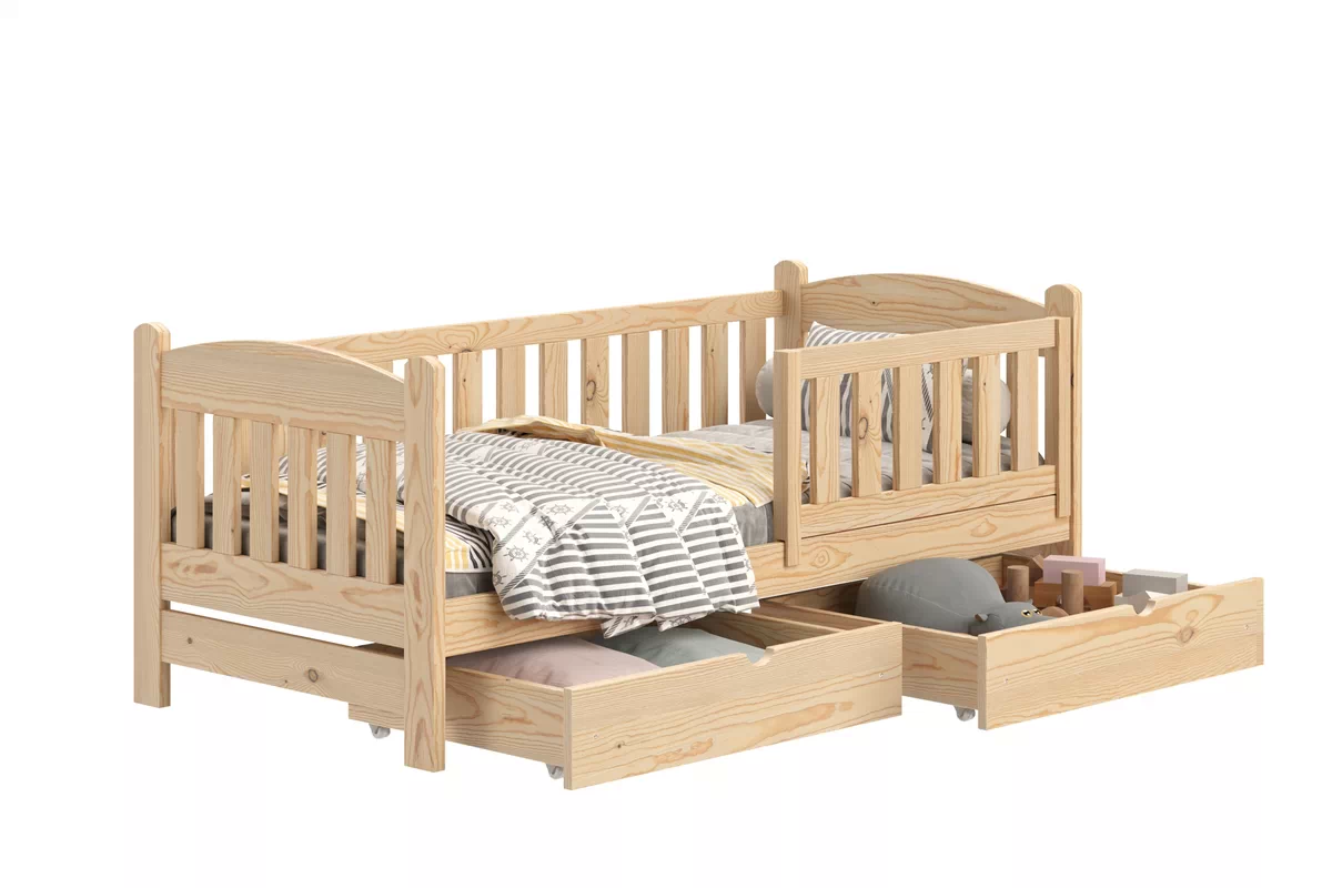 Łóżko dziecięce drewniane Alvins z szufladami - 80x200 / sosna Łóżko dziecięce drewniane Alvins z szufladami - 80x200 / sosna