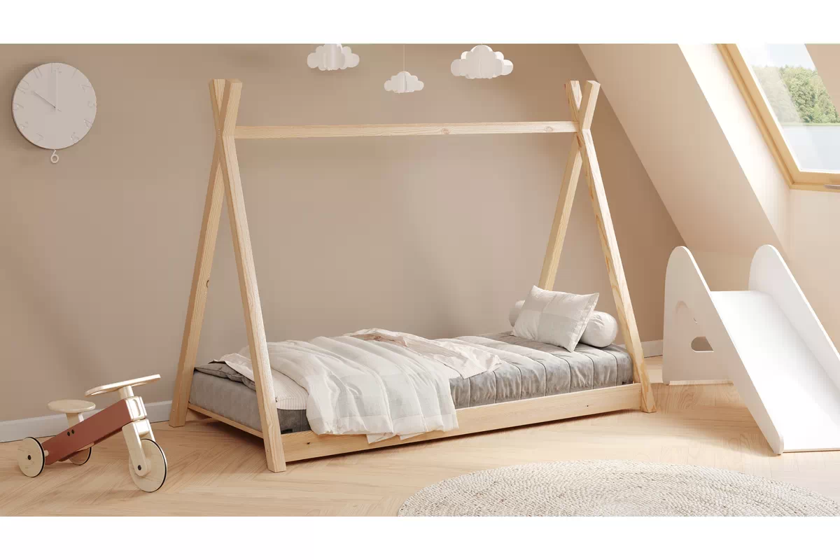 Łóżko dziecięce drewniane domek Tipi - 80x180 / sosna Łóżko dziecięce drewniane domek Tipi - 80x180 / sosna