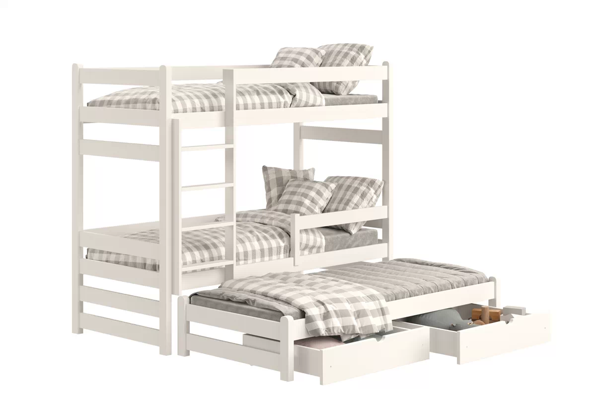 Łóżko dziecięce piętrowe wysuwane Alis - 90x180 / biały Łóżko dziecięce piętrowe wysuwane Alis - 90x180 / biały