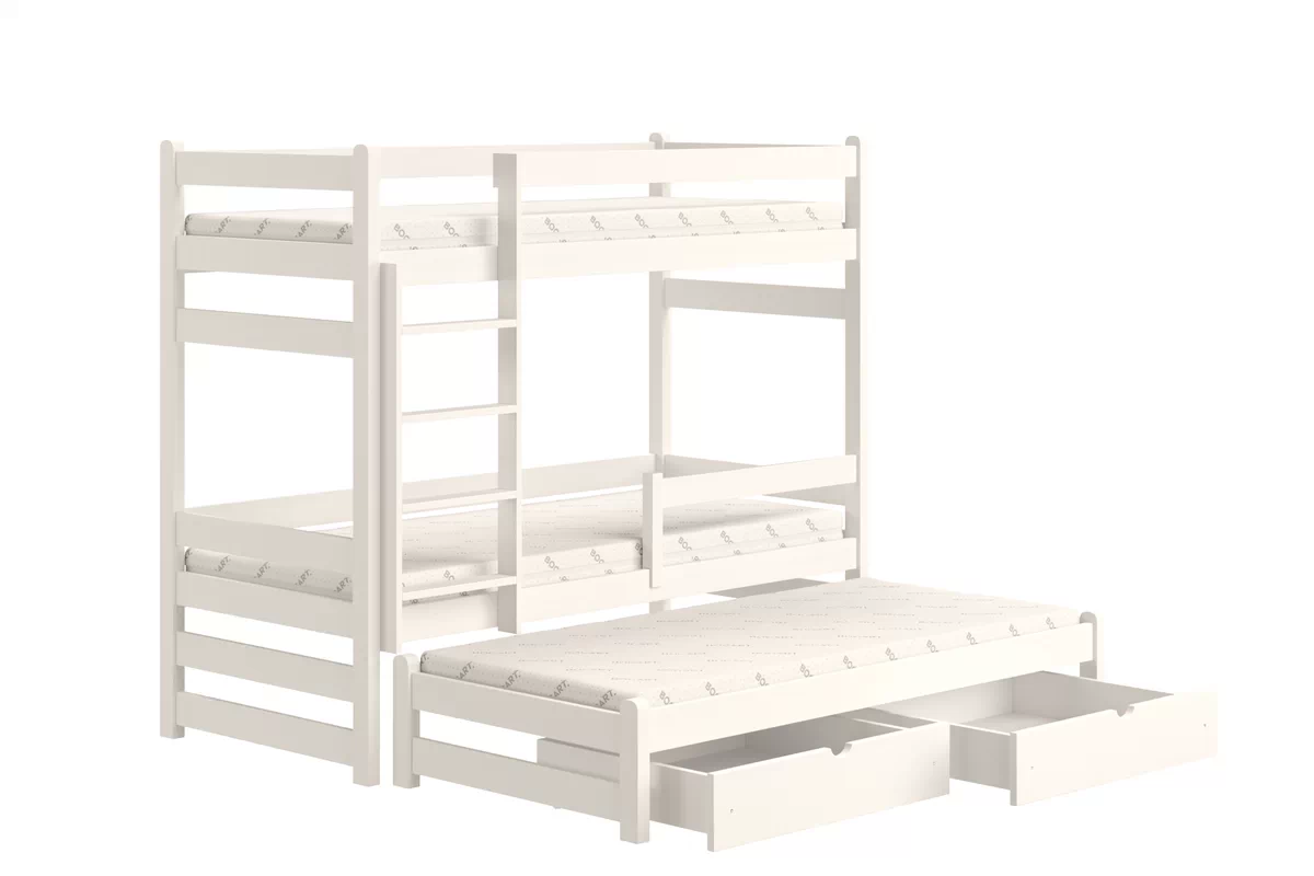 Łóżko dziecięce piętrowe wysuwane Alis - 90x190 / biały Łóżko dziecięce piętrowe wysuwane Alis - 90x190 / biały