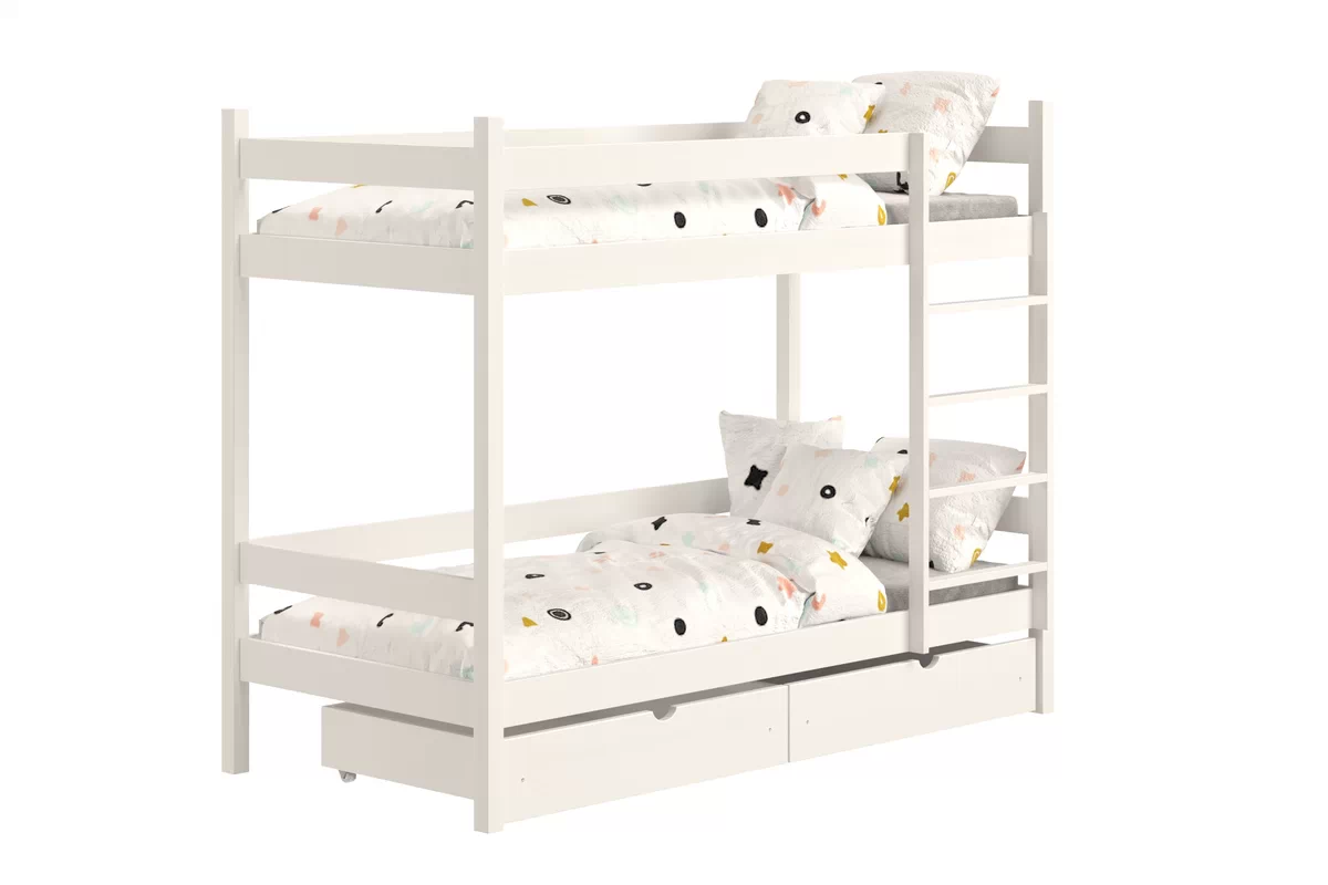 Łóżko dziecięce piętrowe z szufladami Fabrio - 80x160 / biały Łóżko dziecięce piętrowe z szufladami Fabrio - 80x160 / biały