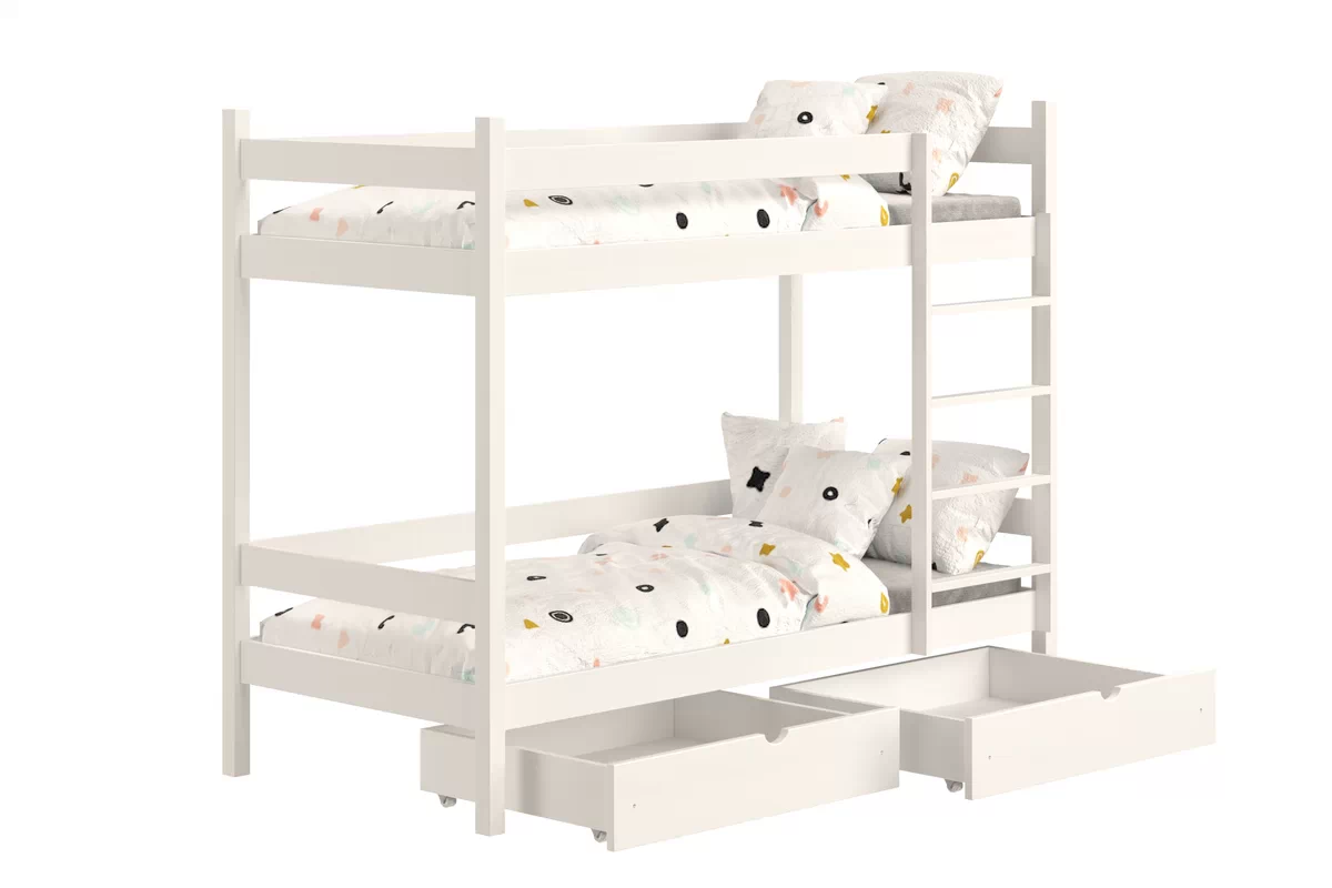 Łóżko dziecięce piętrowe z szufladami Fabrio - 80x180 / biały Łóżko dziecięce piętrowe z szufladami Fabrio - 80x180 / biały