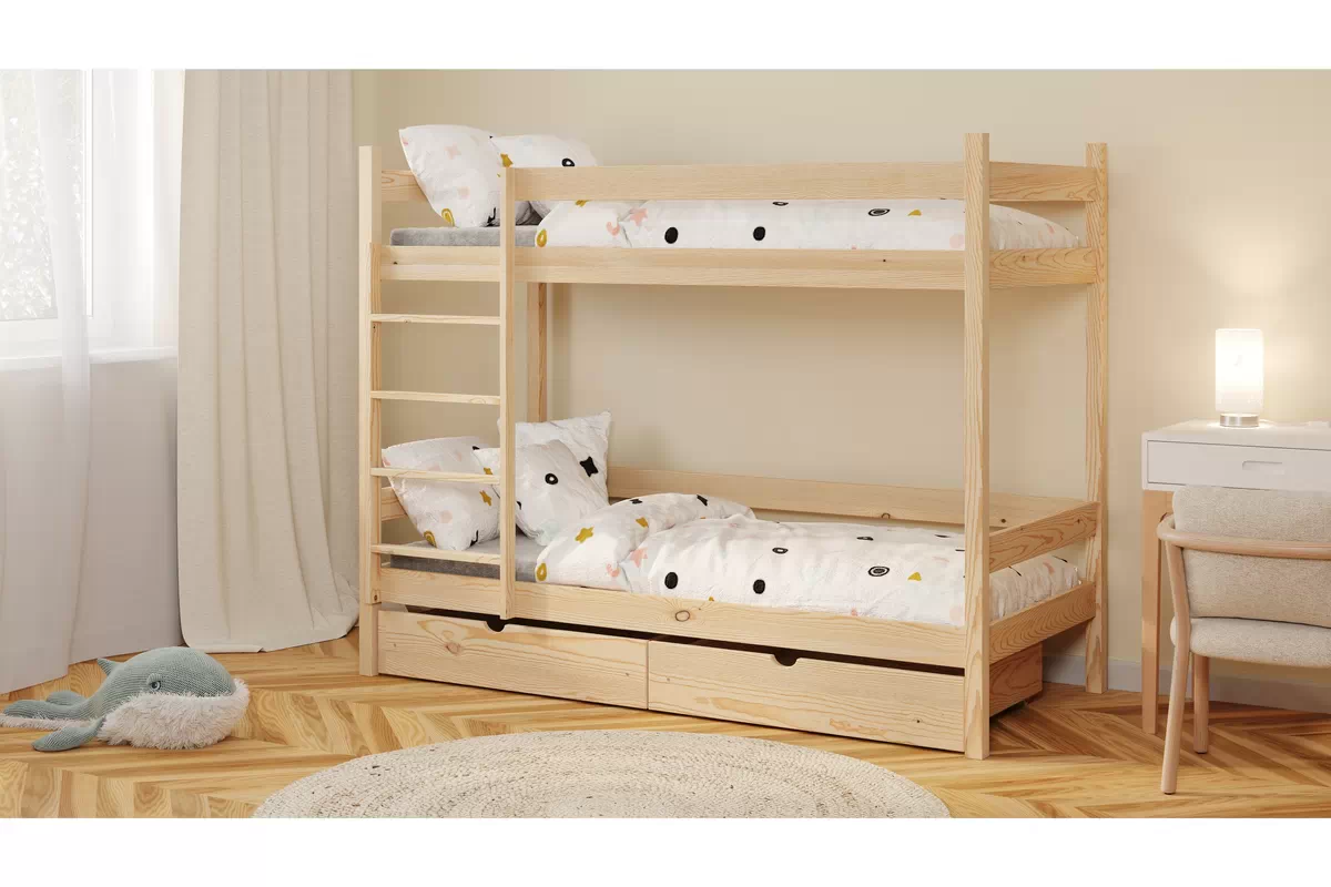 Łóżko dziecięce piętrowe z szufladami Fabrio - 80x180 / sosna Łóżko dziecięce piętrowe z szufladami Fabrio - 80x180 / sosna