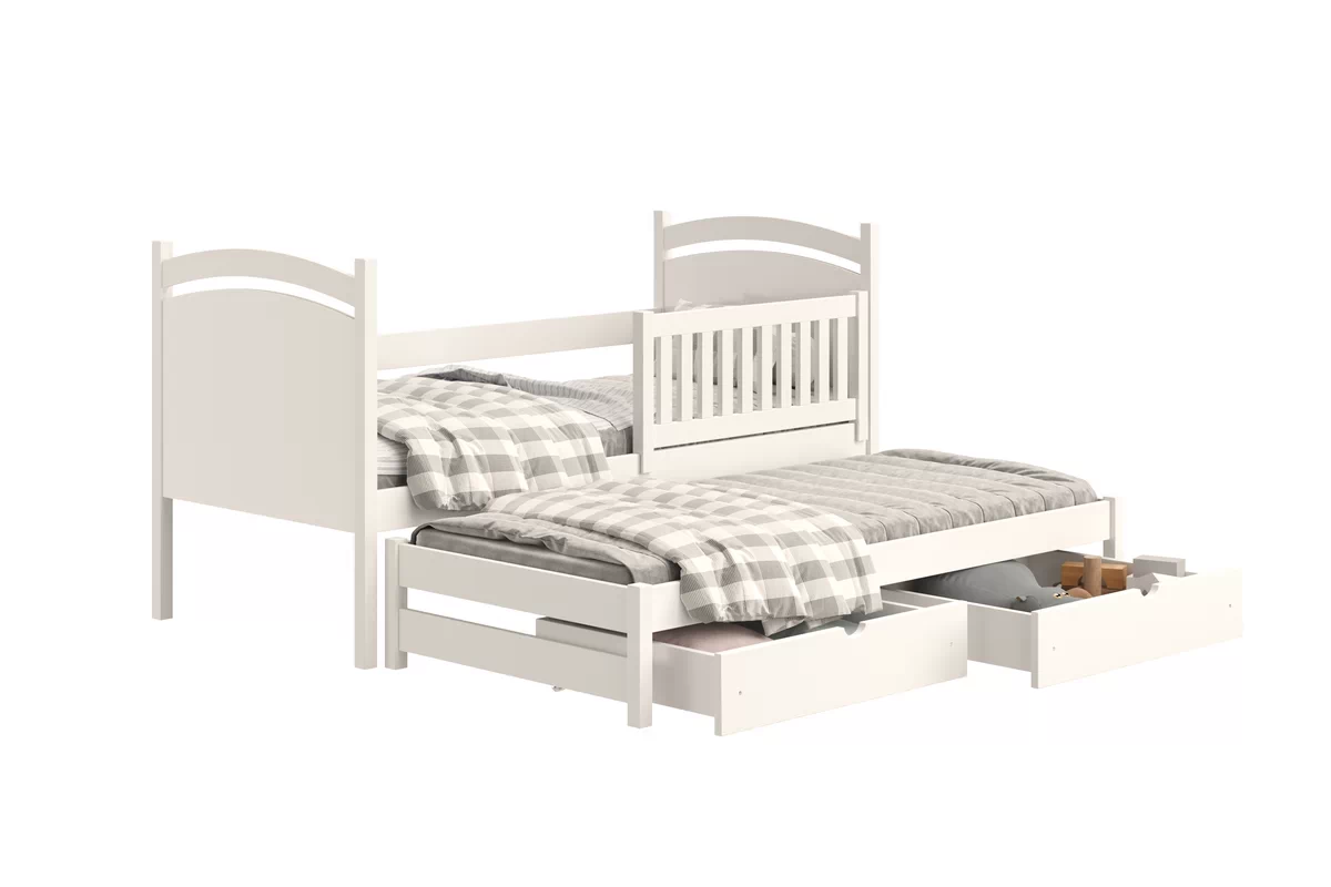 Łóżko parterowe wysuwane z tablicą suchościeralną Amely - 80x160 / biały Łóżko parterowe wysuwane z tablicą suchościeralną Amely - 80x160 / biały