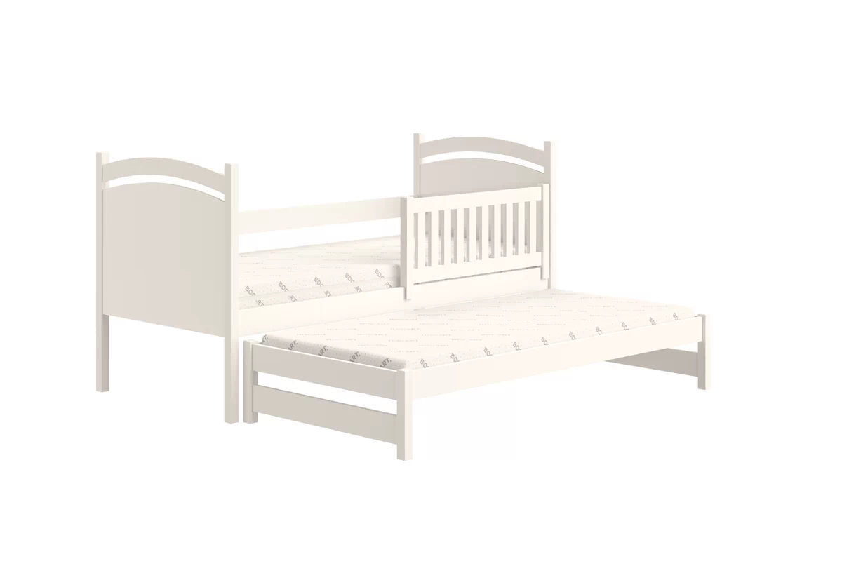 Łóżko parterowe wysuwane z tablicą suchościeralną Amely - 80x180 / biały  Łóżko parterowe wysuwane z tablicą suchościeralną Amely - 80x180 / biały 