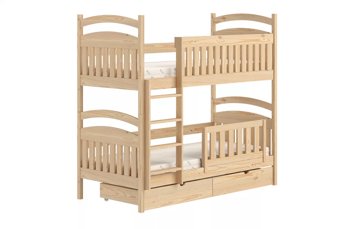 Łóżko piętrowe drewniane Amely z szufladami - 90x190 / sosna Łóżko piętrowe drewniane Amely z szufladami - 90x190 / sosna