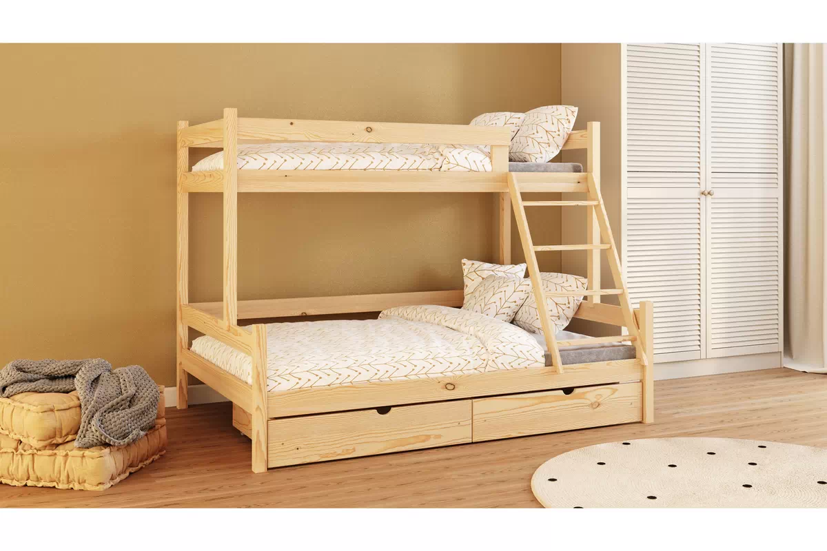 Łóżko piętrowe drewniane Poli z szufladami - 80x180/120x180 / sosna Łóżko piętrowe drewniane Poli z szufladami - 80x180/120x180 / sosna