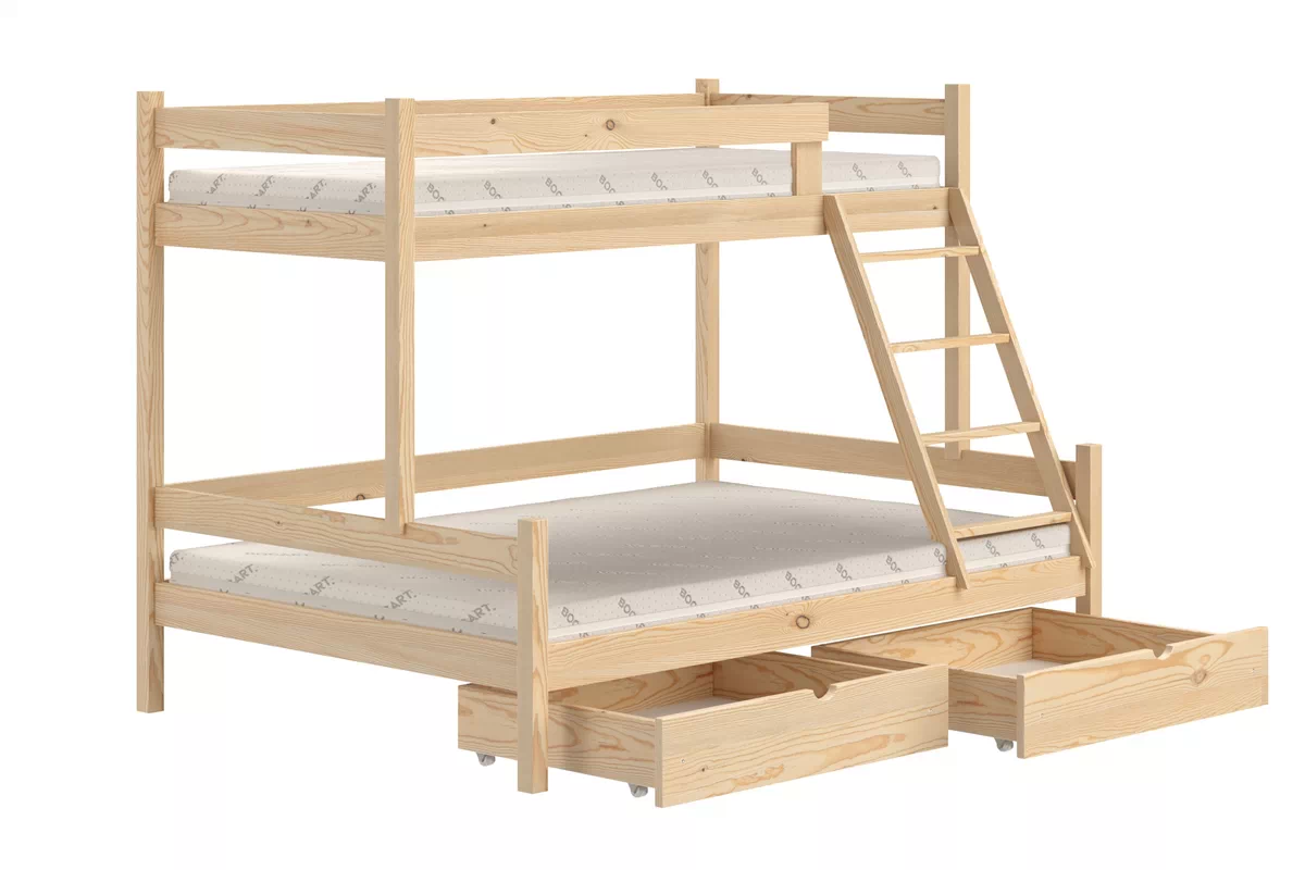Łóżko piętrowe drewniane Poli z szufladami - 80x200/120x200 / sosna Łóżko piętrowe drewniane Poli z szufladami - 80x200/120x200 / sosna