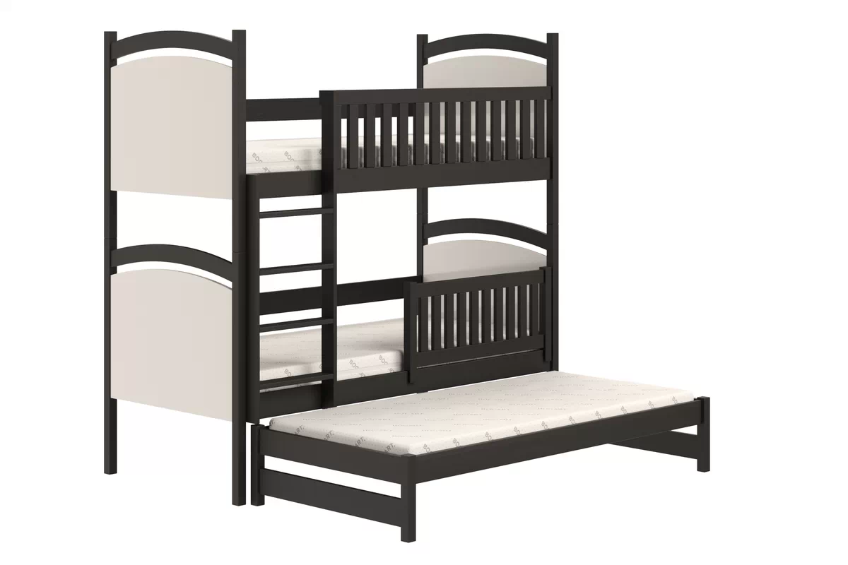 Łóżko piętrowe wysuwane z tablicą suchościeralną Amely - 90x200 / czarny  Łóżko piętrowe wysuwane z tablicą suchościeralną Amely - 90x200 / czarny 