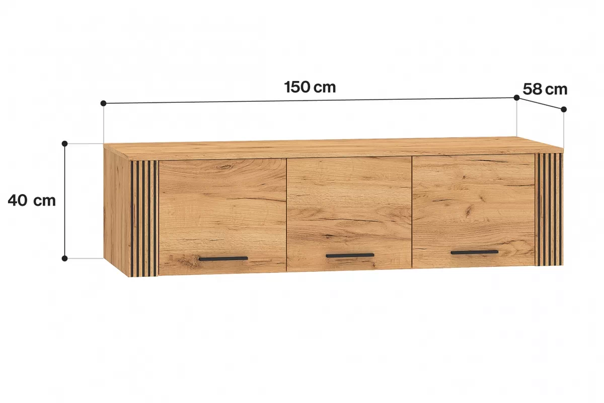 Nadstawka do szafy Clawi 11 - 150 cm - dąb craft złoty / czarny Nadstawka do szafy Clawi 11 - 150 cm - dąb craft złoty / czarny