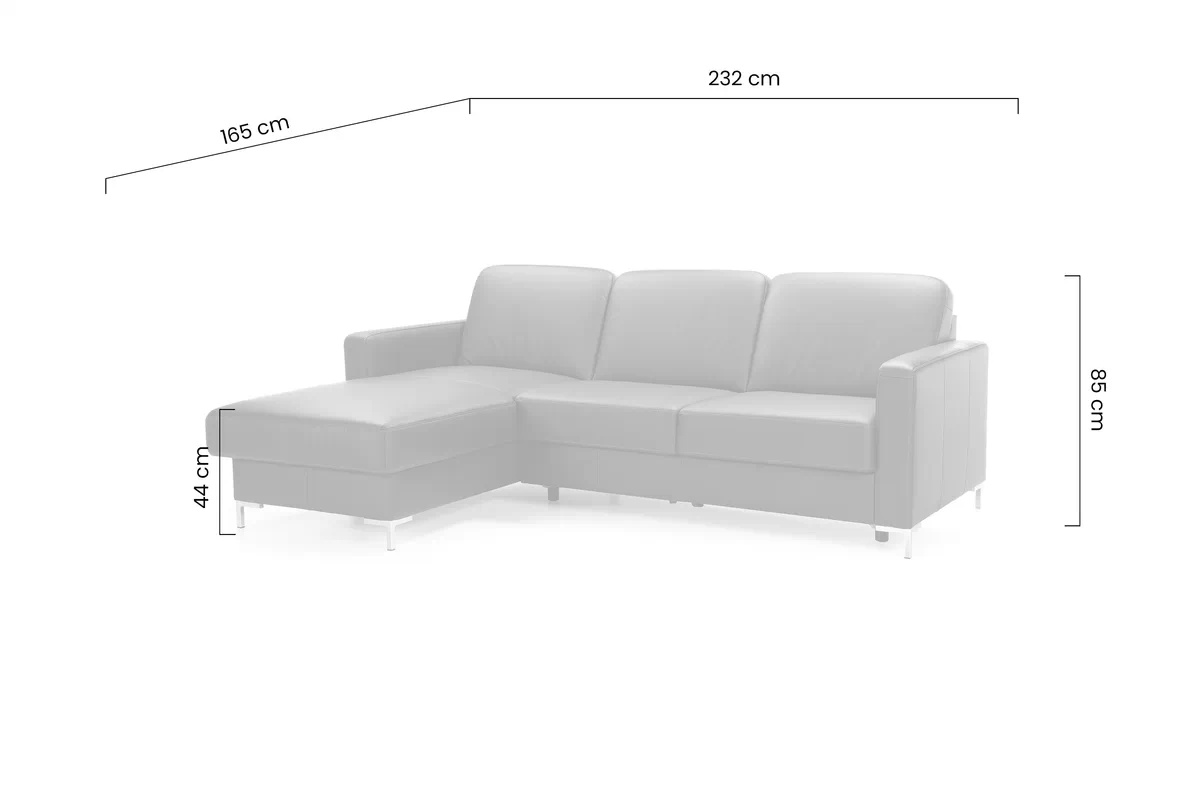 Narożnik z funkcją spania Basic lewostronny 232x165 cm Narożnik z funkcją spania Basic lewostronny 232x165 cm