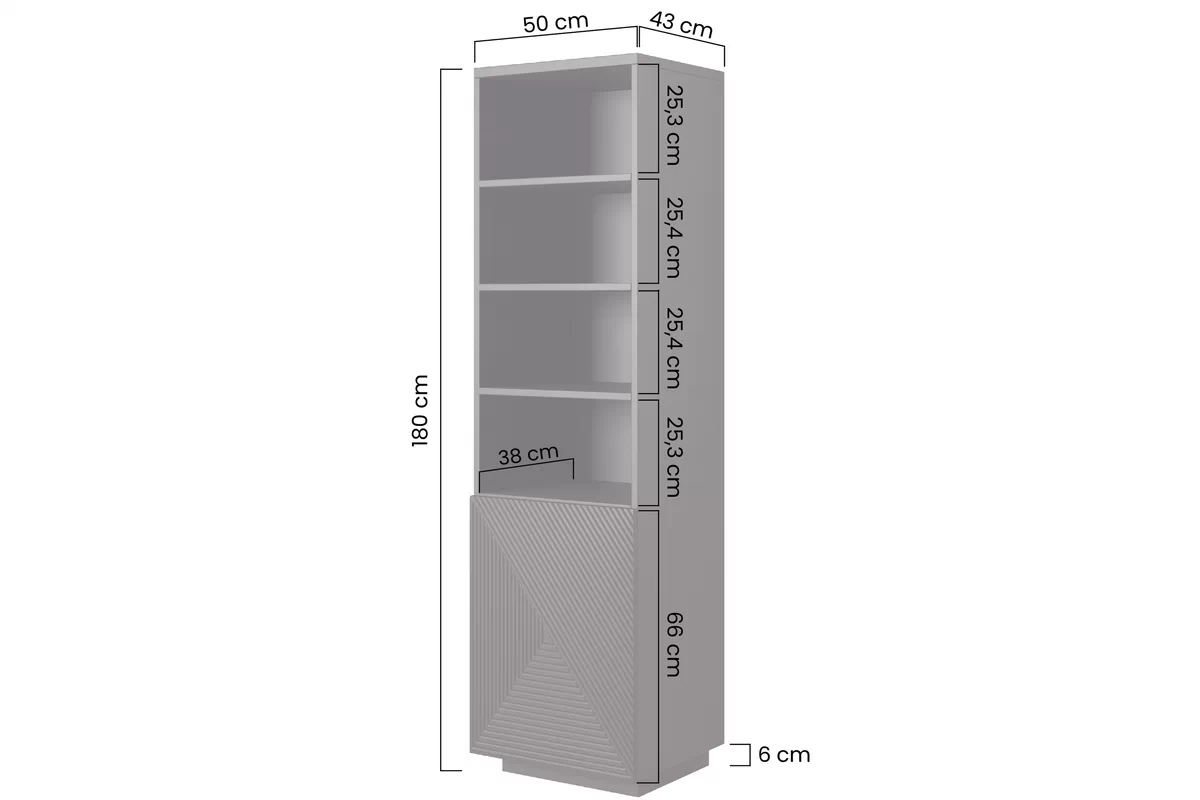 Regał Asha 50 cm z ryflowanym frontem - biały mat Regał Asha 50 cm z ryflowanym frontem - biały mat