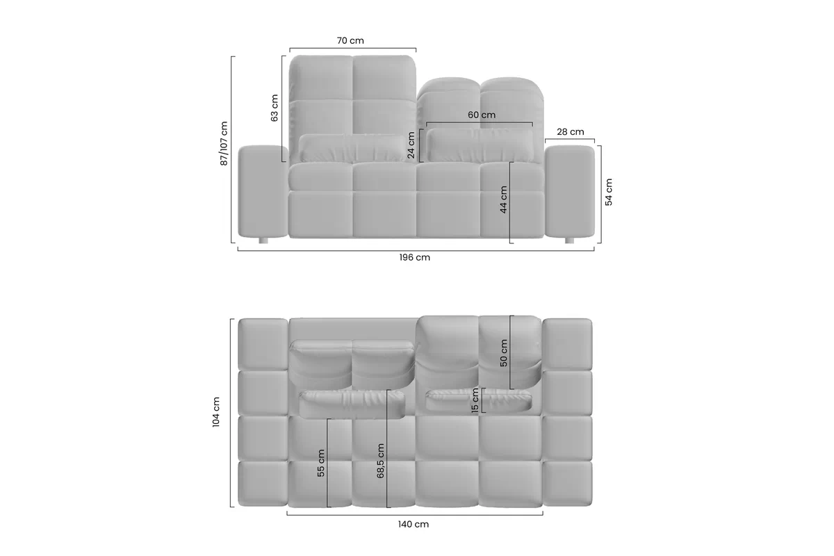 Sofa dwuosobowa Magnelio II z elektrycznie wysuwanym siedziskiem - szara boucla Raven 16 Sofa dwuosobowa z elektrycznie wysuwanym siedziskiem Magnelio II - szara boucla Raven 16