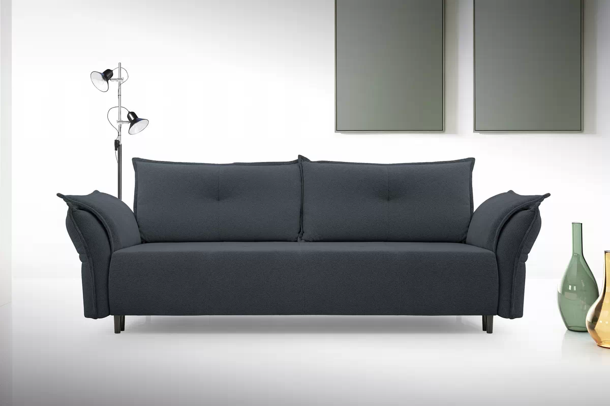 Sofa Nalopi z funkcją spania - grafitowa boucle Raven 18 Sofa Nalopi z funkcją spania  - grafitowa boucle Raven 18