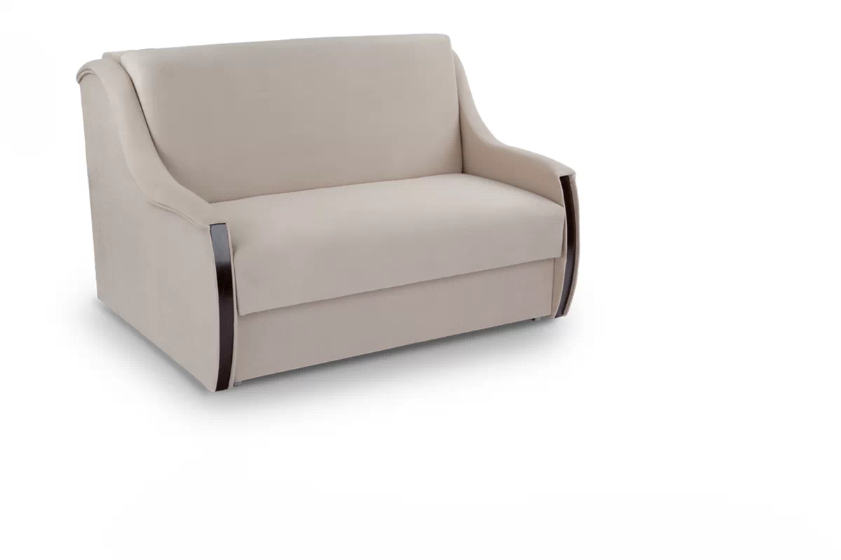 Sofa rozkładana Amerykanka Kuga 105 - beżowy welur hydrofobowy Salvador 2 / ciemny brąz  Sofa rozkładana Amerykanka Kuga 105 - beżowy welur hydrofobowy Salvador 2 / ciemny brąz 