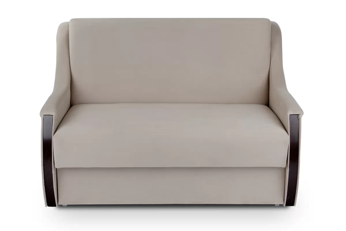 Sofa rozkładana Amerykanka Kuga 105 - beżowy welur hydrofobowy Salvador 2 / ciemny brąz  Sofa rozkładana Amerykanka Kuga 105 - beżowy welur hydrofobowy Salvador 2 / ciemny brąz 