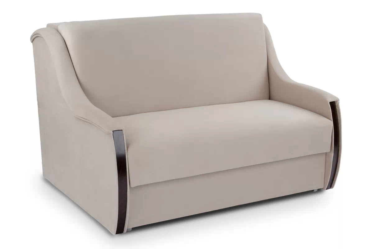 Sofa rozkładana Amerykanka Kuga 105 - beżowy welur hydrofobowy Salvador 2 / ciemny brąz  Sofa rozkładana Amerykanka Kuga 105 - beżowy welur hydrofobowy Salvador 2 / ciemny brąz 