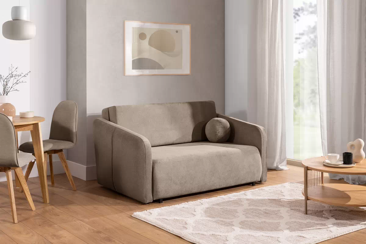 Sofa Zeldia 110 z funkcją spania - brązowy szenil hydrofobowy Spring 1110 Sofa Zeldia 110 z funkcją spania - brązowy szenil hydrofobowy Spring 1110