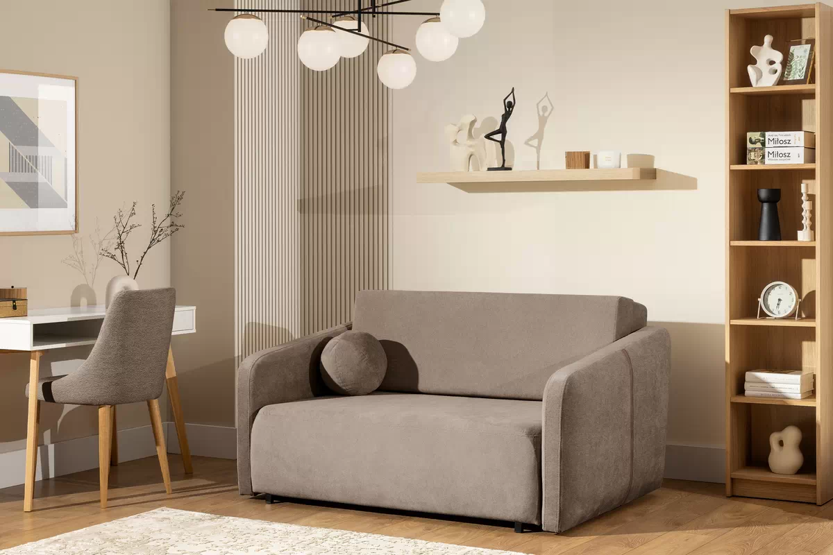 Sofa Zeldia 110 z funkcją spania - brązowy szenil hydrofobowy Spring 1110 Sofa Zeldia 110 z funkcją spania - brązowy szenil hydrofobowy Spring 1110