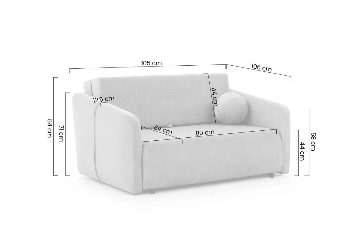 Sofa Zeldia 80 z funkcją spania - szary szenil hydrofobowy Spring 1102 Sofa Zeldia 80 z funkcją spania - szary szenil hydrofobowy Spring 1102