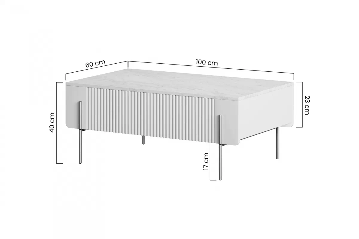 Stolik kawowy Malmi 100 cm z szufladami - kaszmir / crema bianca / czarne nóżki Stolik kawowy Malmi 100 cm z szufladami - kaszmir / crema bianca / czarne nóżki