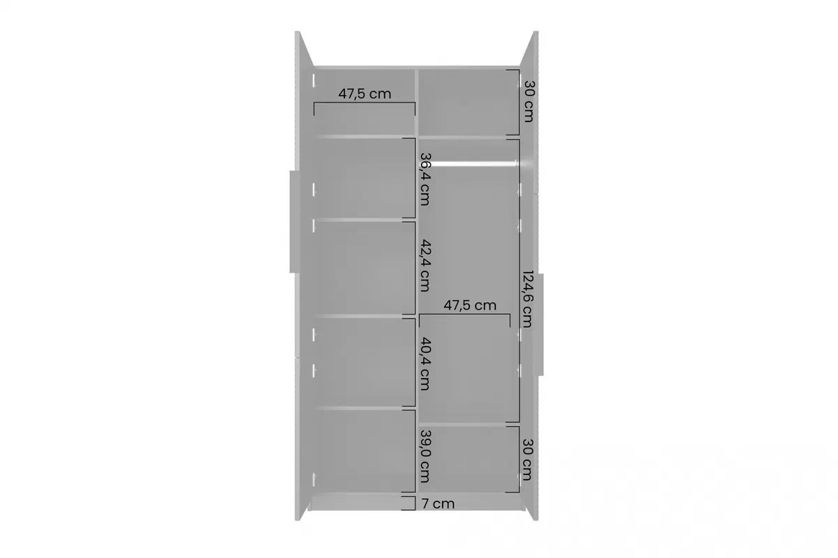 Szafa Asha z ryflowanym frontem i metalowymi uchwytami 100 cm - czarny mat / czarne uchwyty Szafa Asha z ryflowanym frontem i metalowymi uchwytami 100 cm - czarny mat / czarne uchwyty