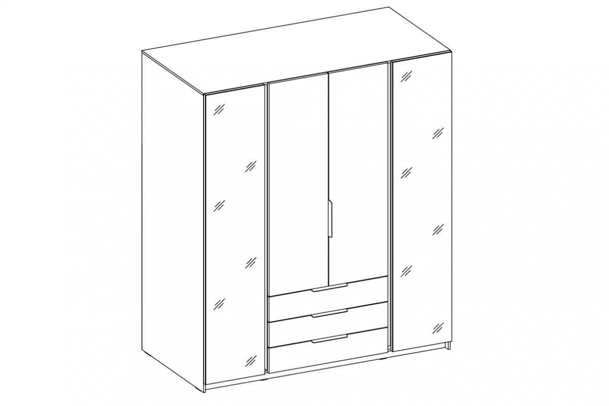 Szafa Sansi 2L2F3S z szufladami i lustrem 200 cm - dąb evoke / dąb evoke Szafa Sansi 2L2F3S z szufladami i lustrem 200 cm - dąb evoke / dąb evoke
