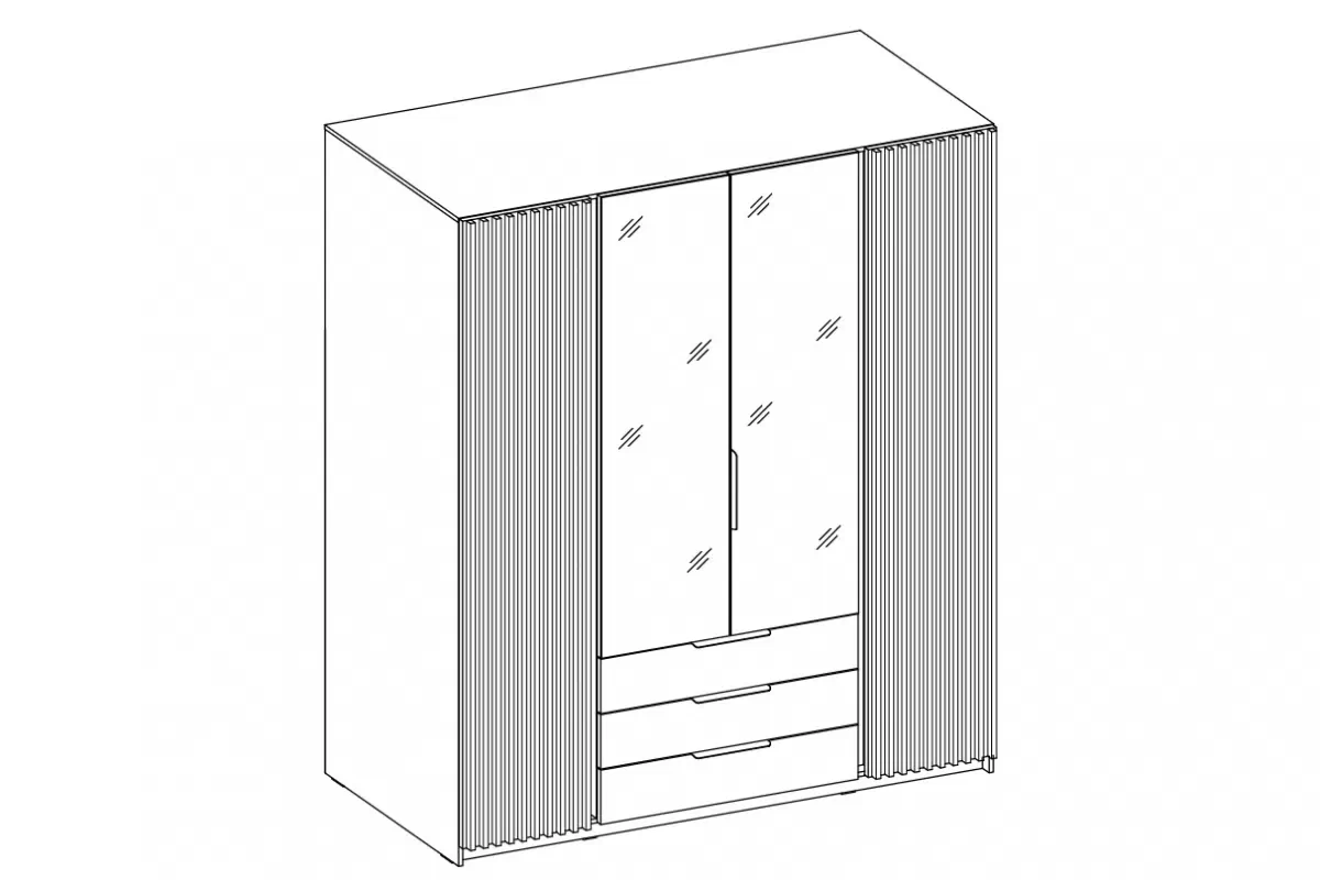 Szafa Sansi 2LAM2L3S z lamelami i lustrem 200 cm - czarny / dąb evoke / czarne lamele Szafa Sansi 2LAM2L3S z lamelami i lustrem 200 cm - czarny / dąb evoke / czarne lamele