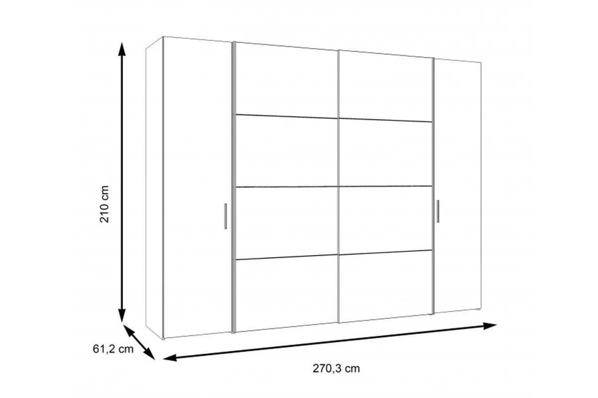 Szafa ubraniowa przesuwna Dalate 270 cm - dąb catania / czarny Szafa ubraniowa przesuwna Dalate 270 cm - dąb catania / czarny 