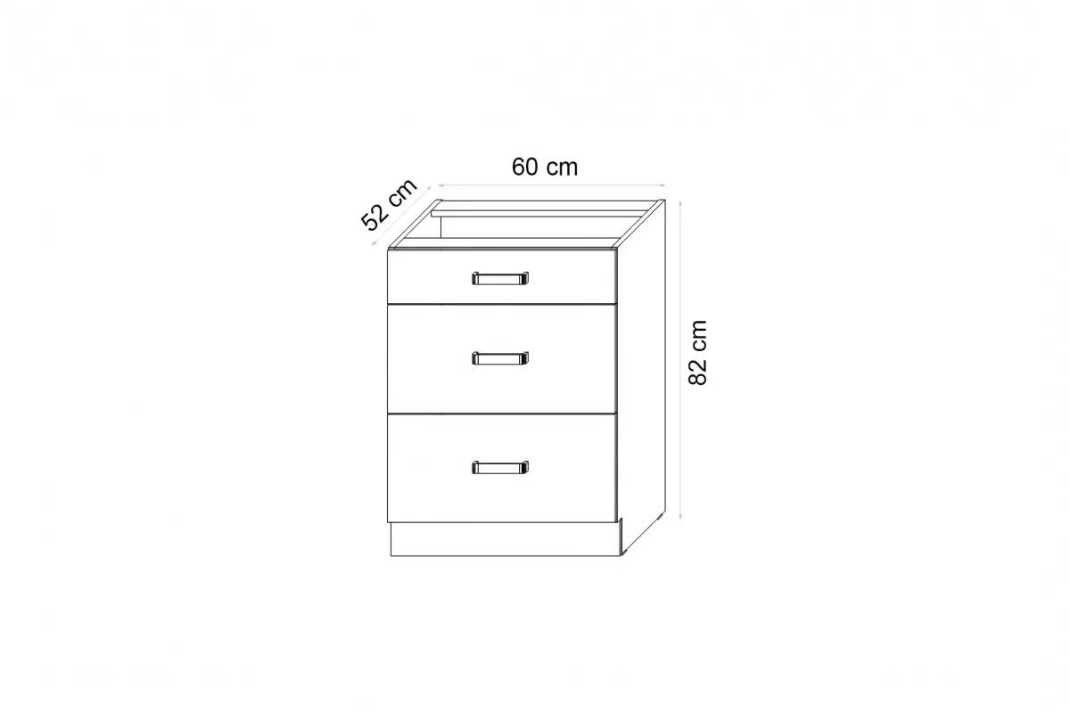 Szafka kuchenna dolna Elko 60D 3S z szufladami - biała Szafka kuchenna dolna Elko 60D 3S z szufladami - biała