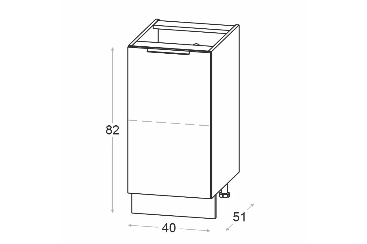 Szafka kuchenna dolna Ilandia D40.1 jednodrzwiowa - biały mat Szafka kuchenna dolna Ilandia D40.1 jednodrzwiowa - biały mat