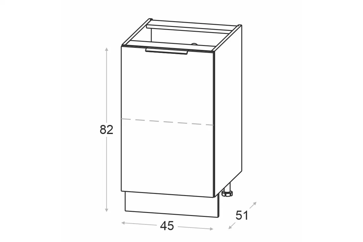 Szafka kuchenna dolna Ilandia D45.1 jednodrzwiowa - biały mat Szafka kuchenna dolna Ilandia D45.1 jednodrzwiowa - biały mat