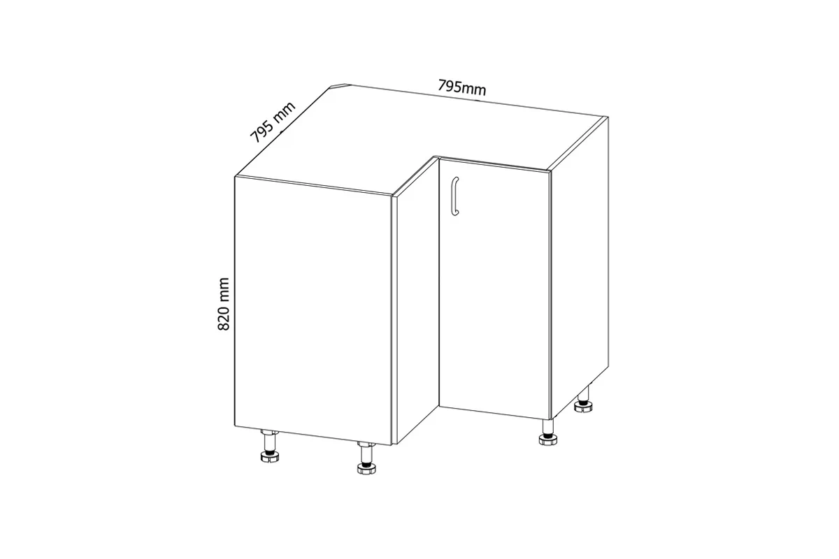 Szafka kuchenna narożna Linea D90N - szary grey Szafka kuchenna narożna Linea D90N - wymiary